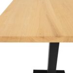 ELLIOT Natural Dining Table 70x70 with solid oak top and black powder-coated steel base, featuring a stain-protective PU finish.