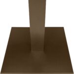 ELLIOT Dining Table 70x70 with smoked eucalyptus laminate top, brushed champagne edge, and dark bronze steel base.