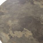 ELLIOT round dining table with slate-finished laminate top and dark bronze powder-coated steel base.