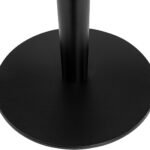 Round black laminate dining table with brushed silver edge and black powder-coated steel base – ELLIOT Ø90.