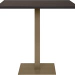 ELLIOT Bar Table 110x70 with dark Wengue top and light bronze powder-coated steel base – modern bar-height table.