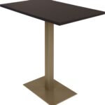 ELLIOT Bar Table 110x70 with dark Wengue top and light bronze powder-coated steel base – modern bar-height table.