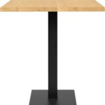 ELLIOT Natural Dining Table 70x70 with solid oak top and black powder-coated steel base, featuring a stain-protective PU finish.