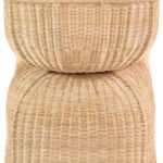 FOLE Rattan Chair with natural handwoven rattan and white flame-retardant cushion – sculptural indoor armchair design.