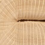 FOLE Rattan Chair with natural handwoven rattan and white flame-retardant cushion – sculptural indoor armchair design.