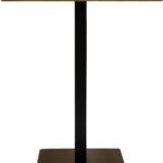 GERMAIN Bar Table with square glass top, brushed gold stainless steel frame, and black powder-coated iron base – luxury high bar table 70 x 70 x 100 cm.