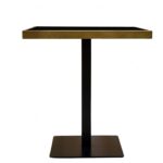 GERMAIN Dining Table 70 with square glass top, brushed gold stainless steel frame, and black iron base – elegant dining table 70 x 70 x 76 cm.