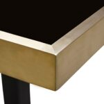 GERMAIN Dining Table 70 with square glass top, brushed gold stainless steel frame, and black iron base – elegant dining table 70 x 70 x 76 cm.