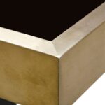 GERMAIN Bar Table with square glass top, brushed gold stainless steel frame, and black powder-coated iron base – luxury high bar table 70 x 70 x 100 cm.