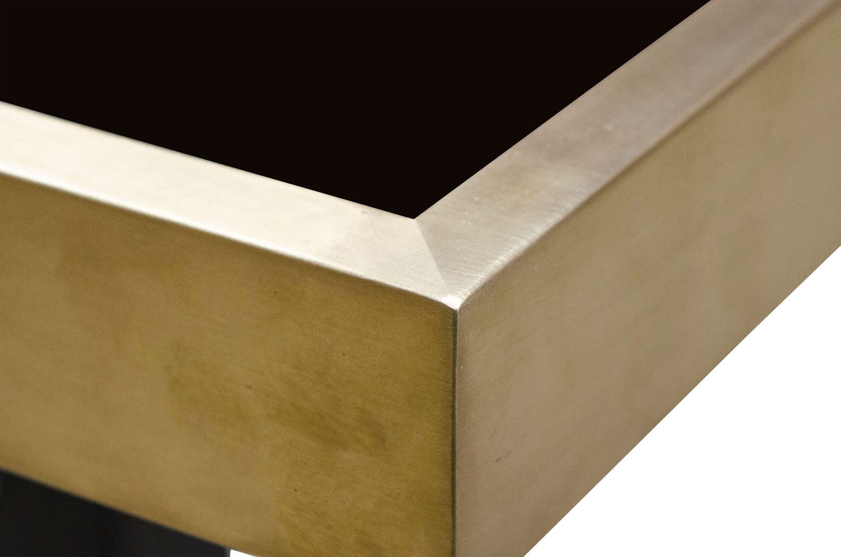 GERMAIN Bar Table with square glass top, brushed gold stainless steel frame, and black powder-coated iron base – luxury high bar table 70 x 70 x 100 cm.