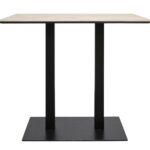HERRINGBONE Oak 110 Bar Table – rectangular high table with herringbone wood top and black metal legs.