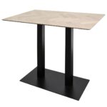 HERRINGBONE Oak 110 Bar Table – rectangular high table with herringbone wood top and black metal legs.