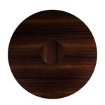 JOBURG 120 Dining Table with round smoked eucalyptus top and black cylindrical base – modern pedestal dining table Ø120 cm x 76 cm for elegant interiors.