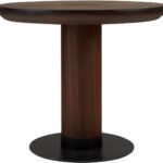 JOBURG 70 Side Table with round smoked eucalyptus veneer top and black cylindrical base – modern accent table Ø70 cm x 60 cm for refined interiors.