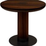 JOBURG 70 Side Table with round smoked eucalyptus veneer top and black cylindrical base – modern accent table Ø70 cm x 60 cm for refined interiors.