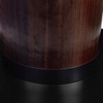 JOBURG 120 Dining Table with round smoked eucalyptus top and black cylindrical base – modern pedestal dining table Ø120 cm x 76 cm for elegant interiors.