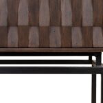 NAGA Cabinet with 3D wood carved doors in Roasted Coffee finish, black steel frame – modern geometric storage cabinet.