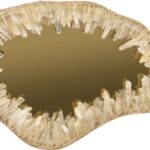 Quartz Natural Mirror with sculptural crystal frame and gold-tinted glass – 80x50 cm handmade wall mirror for luxury interiors.