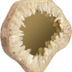 Quartz Natural Mirror with sculptural crystal frame and gold-tinted glass – 80x50 cm handmade wall mirror for luxury interiors.