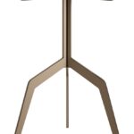 RAZOR Bro Side Table with round grey travertine top and brushed bronze base – compact modern accent table.