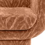 SKETCH Block Chair with curved back, integrated arms, and terracotta velvet upholstery – sculptural beech accent chair 77 x 67 x 69 cm for luxury interiors.