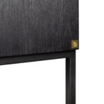 ZULZA Black Mindi Wood Cabinet with geometric chevron design and black steel frame – modern storage furniture.