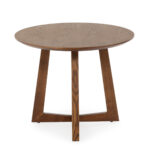 Alt text: LEGGERA Walnut Dining Table with oval oak veneer top, modern walnut dining table with sturdy base, elegant oval dining table for contemporary interiors