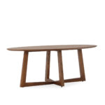 LEGGERA Walnut Dining Table with oval oak veneer top, modern walnut dining table with sturdy base, elegant oval dining table for contemporary interiors