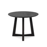 Alt text: LEGGERA Black Dining Table with oval oak veneer top, modern black dining table with sturdy base, elegant oval dining table in sleek black finish for contemporary interiors.