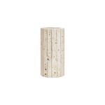 Alt text: TIBBOR Travertine Ribbed Vase in natural limestone with ribbed design and earthy veining, sculptural travertine vase for modern and classic interiors.
