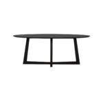 LEGGERA Black Dining Table with oval oak veneer top, modern black dining table with sturdy base, elegant oval dining table in sleek black finish for contemporary interiors.