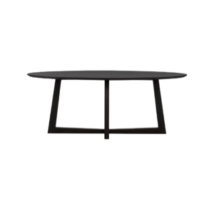 LEGGERA Black Dining Table with oval oak veneer top, modern black dining table with sturdy base, elegant oval dining table in sleek black finish for contemporary interiors.
