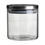 FRESKA Silver Jar – 550ml clear glass storage jar with airtight silver metal lid.