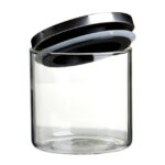 FRESKA Silver Jar – 550ml clear glass storage jar with airtight silver metal lid.