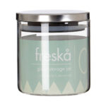 FRESKA Silver Jar – 550ml clear glass storage jar with airtight silver metal lid.