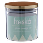FRESKA Gold Jar – 550ml clear glass storage jar with airtight gold metal lid.