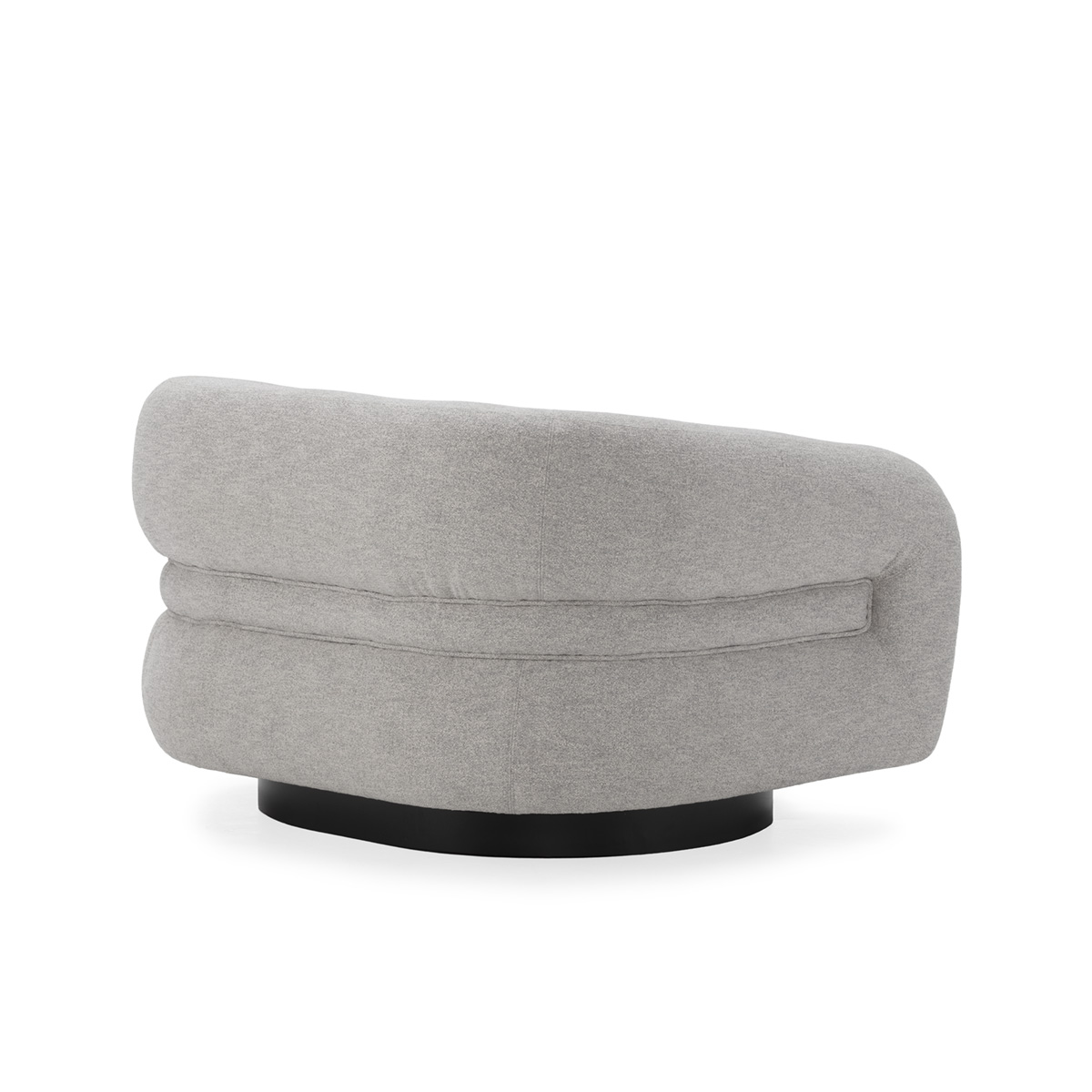 IVAN Birch Wood & Grey Fabric Armchair – modern curved armchair with grey fabric upholstery and birch wood frame.