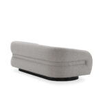 IVAN Birch Wood & Grey Fabric Three-Seat Sofa – modern curved three-seat sofa with grey fabric upholstery and birch wood frame.