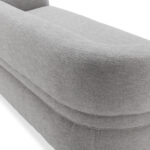 IVAN Birch Wood & Grey Fabric Three-Seat Sofa – modern curved three-seat sofa with grey fabric upholstery and birch wood frame.