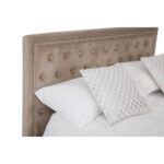 VELAR Mink Ottoman Kingsize Bed with plush velvet upholstery, button-tufted headboard, stud detailing, and integrated ottoman storage base.