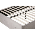 ELLI Grey Ottoman Double Bed with brushed velvet upholstery, diamond-tufted wingback headboard, rolled top, and ottoman storage base.