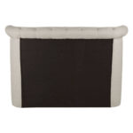 ELLI Grey Ottoman Double Bed with winged rolled-edge headboard, button-tufted panels, and soft light grey linen upholstery, offering classic style and storage functionality.