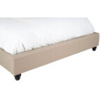 LAYA Beige Kingsize Bed with arched tufted headboard, beige hopsack upholstery, and stud detailing for a refined and contemporary bedroom design.