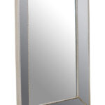 ZIVOR Silver Finish Rectangular Wall Mirror – silver wooden frame with decorative beaded detailing, modern wall mirror.