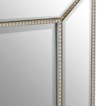 ZIVOR Silver Finish Rectangular Wall Mirror – silver wooden frame with decorative beaded detailing, modern wall mirror.