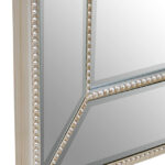 ZIVOR Silver Finish Rectangular Wall Mirror – silver wooden frame with decorative beaded detailing, modern wall mirror.