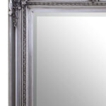LORO Silver Ornate Wall Mirror – tall wall mirror with sleek silver wooden frame, modern reflective accent.