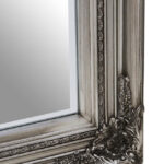 LORO Silver Ornate Wall Mirror – tall wall mirror with sleek silver wooden frame, modern reflective accent.