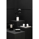 LIMA Small Marble Trinket Box with sleek black base and white marble lid featuring a subtle crackled effect, crafted from marble and iron for compact modern storage.