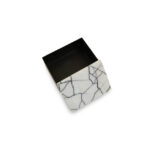 LIMA Large Marble Trinket Box with black base and white marble lid featuring subtle crackled effect, crafted from marble and iron for stylish modern storage.